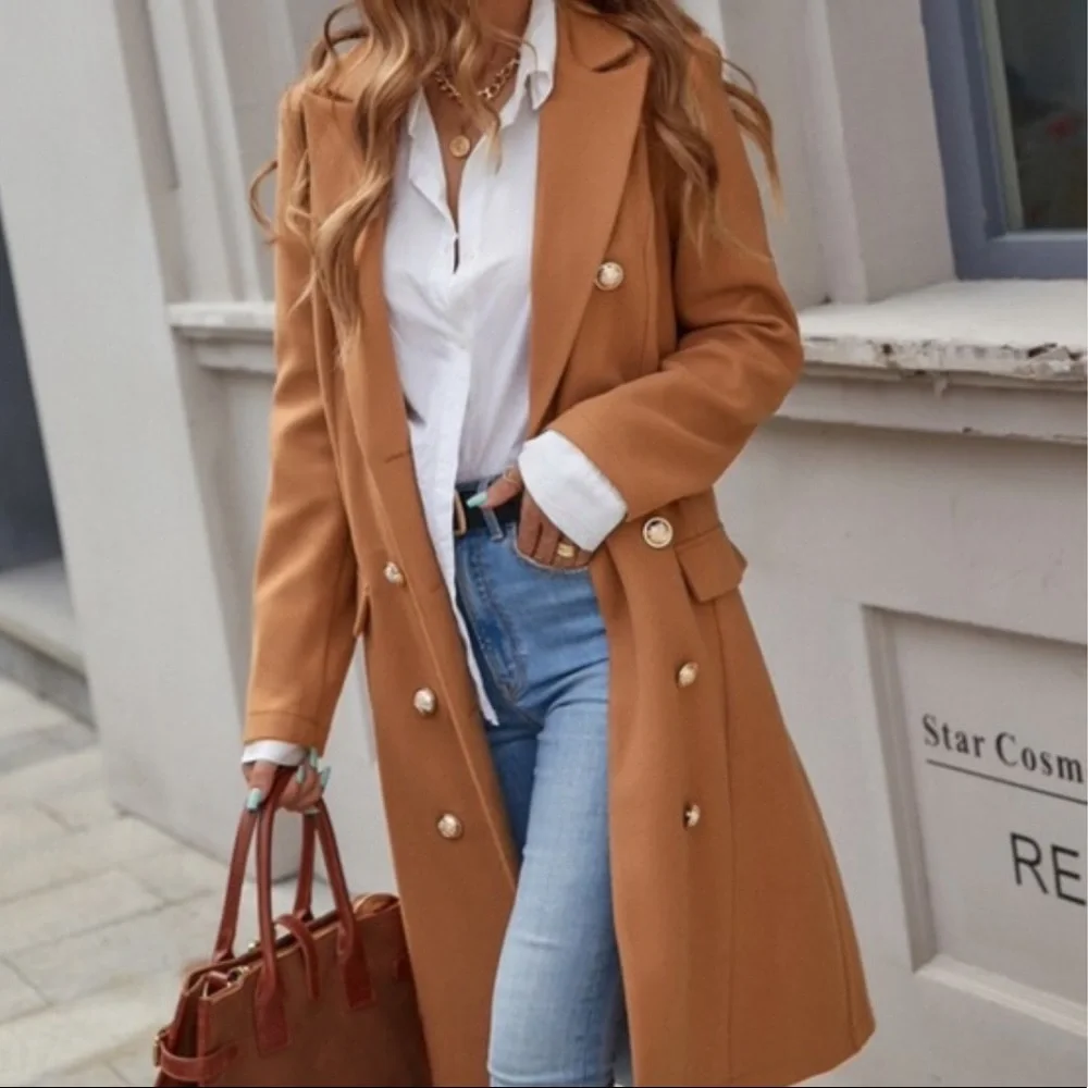 Classic Black Button up Long Jacket Coat - Picture 5 of 16